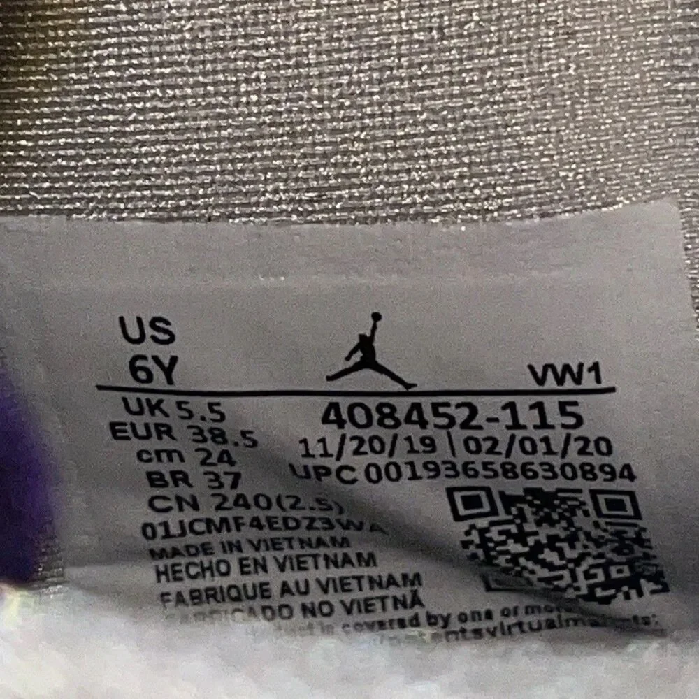 Size 6 - Nike Air Jordan 4 Retro GS Purple Metallic Men's Shoes